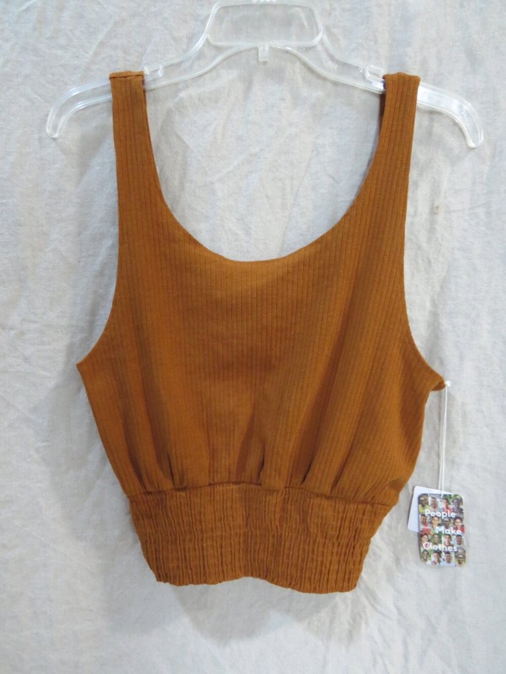 NEW Known Supply Ridge Tank Top SIZE XL Camel Color, Organic Cotton, Smocking